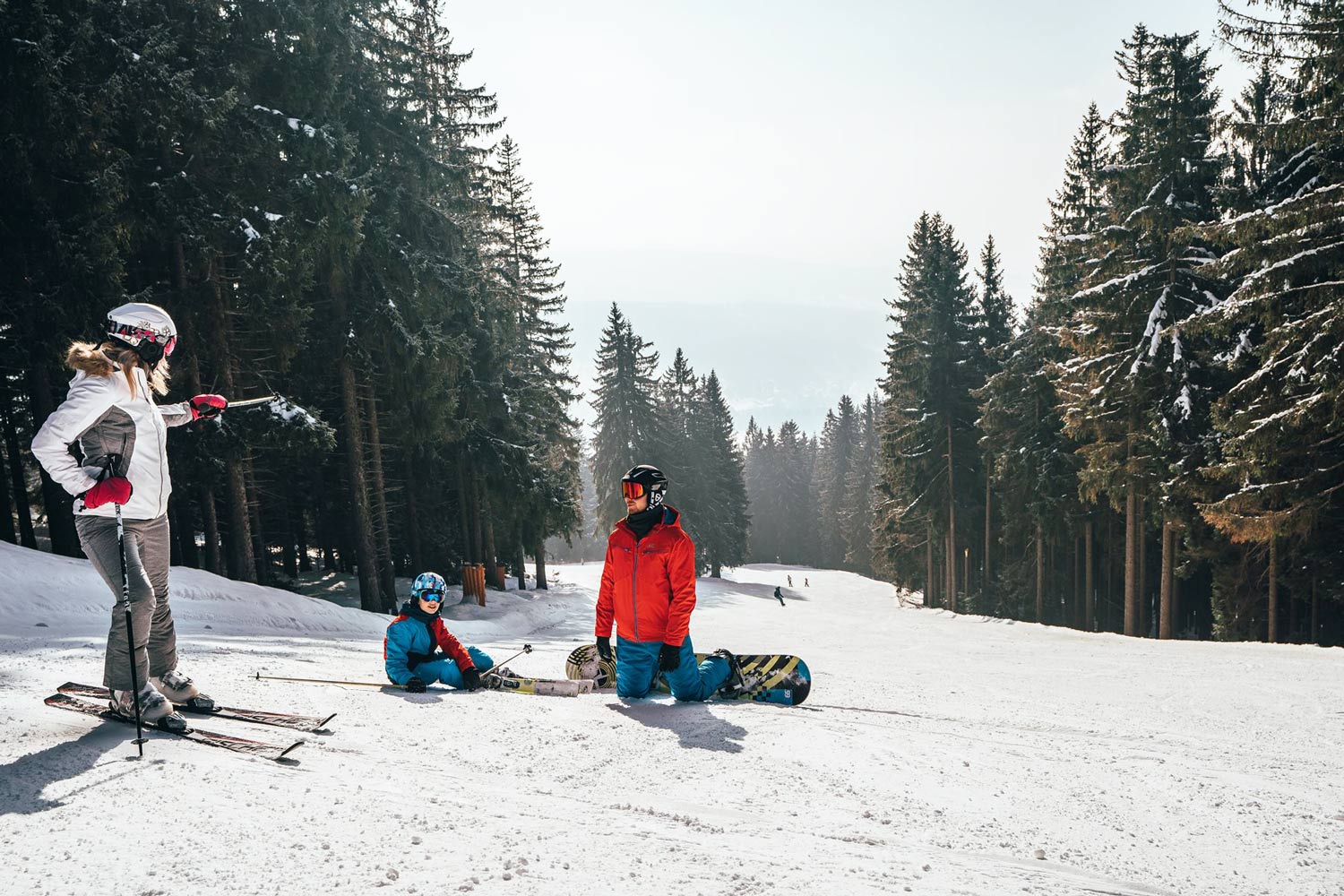 Families skiën Zelezna Ruda Spicak