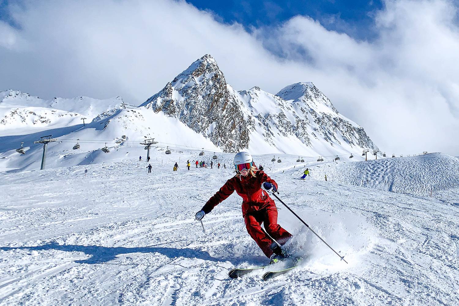 Skifahren mit Stockeinsatz