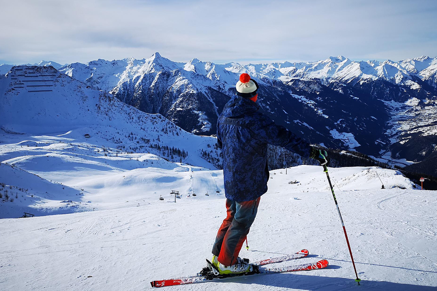 Skifahrer im Skigebiet von Kals-Matrei Großglockner